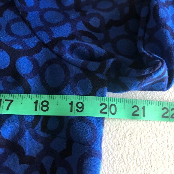 Talbot’s Midi Dress Royal Blue & Black Geo Design Contrasting Trim Sz Medium - Picture 12 of 16